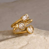 Wholesale Women's Stainless Steel Geometric Love Round Square Zircon Ring With Electroplating