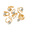 Wholesale Women's Stainless Steel Geometric Metal Ball Ring With Electroplating Design
