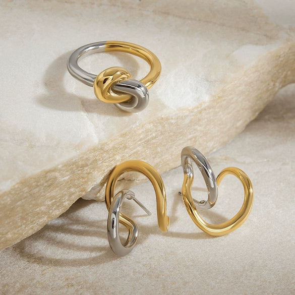 Wholesale Women's Stainless Steel Geometric Modern Minimalist Electroplated Earrings