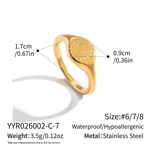 Wholesale Women's Stainless Steel Geometric Modern Minimalist Real Gold Plated Star And Moon Pattern Cast Rings Accessories