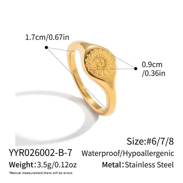 Wholesale Women's Stainless Steel Geometric Modern Minimalist Real Gold Plated Star And Moon Pattern Cast Rings Accessories