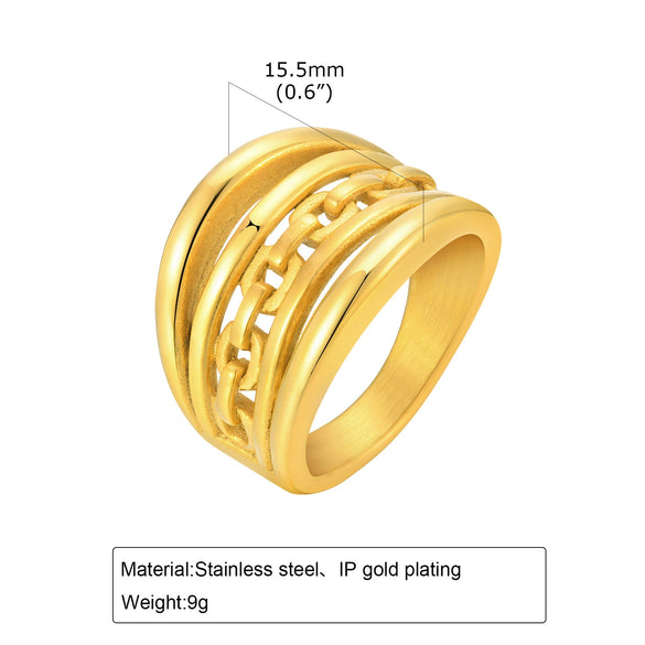 Wholesale Women's Stainless Steel Geometric Multi Layer Twist Fashion Rings With Electroplating