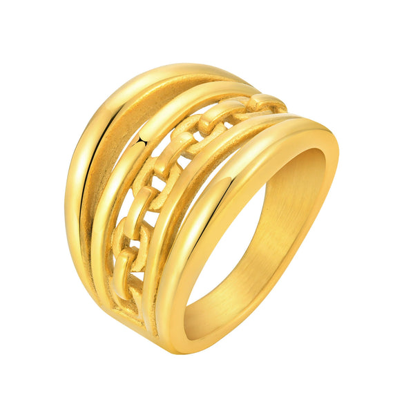 Wholesale Women's Stainless Steel Geometric Multi Layer Twist Fashion Rings With Electroplating