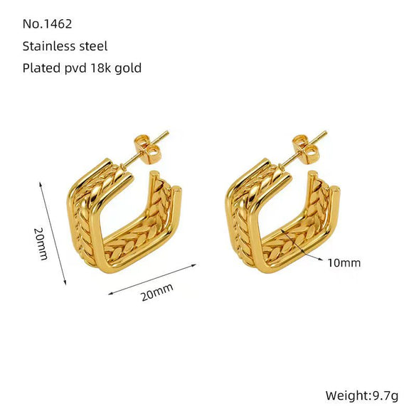 Wholesale Women's Stainless Steel Geometric Multilayer Golden Titanium Steel Electroplated Earrings Light Luxury Fashionable