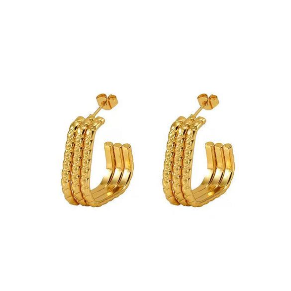 Wholesale Women's Stainless Steel Geometric Multilayer Golden Titanium Steel Electroplated Earrings Light Luxury Fashionable