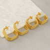 Wholesale Women's Stainless Steel Geometric Multilayer Golden Titanium Steel Electroplated Earrings Light Luxury Fashionable