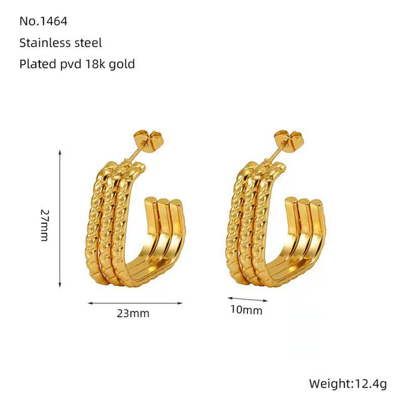 Wholesale Women's Stainless Steel Geometric Multilayer Golden Titanium Steel Electroplated Earrings Light Luxury Fashionable
