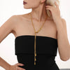Wholesale Women's 316L Stainless Steel Geometric Multilayer Water Drop Chain Jewelry Electroplated 18K Gold