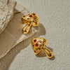 Wholesale Women's Stainless Steel Geometric Mushroom Red Zirconium Electroplated Earrings Luxury Highend Accessories