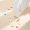 Wholesale Women's Stainless Steel Geometric Natural Stone Dopamine Colored Necklace With Electroplated Calendering Chain