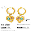 Wholesale Women's Stainless Steel Geometric Necklace And Earrings Combination With 18K Real Gold Plating And Colorful Natural Zircon Inlay