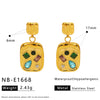 Wholesale Women's Stainless Steel Geometric Necklace And Earrings Combination With 18K Real Gold Plating And Colorful Natural Zircon Inlay