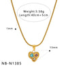 Wholesale Women's Stainless Steel Geometric Necklace And Earrings Combination With 18K Real Gold Plating And Colorful Natural Zircon Inlay