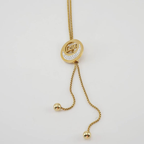 Wholesale Women's Stainless Steel Geometric Necklace Electroplated Style Square Pearl Chain