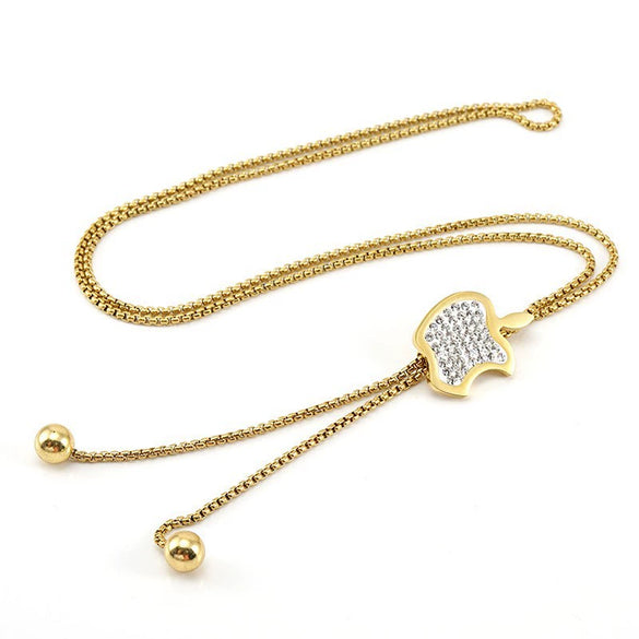 Wholesale Women's Stainless Steel Geometric Necklace Electroplated Style Square Pearl Chain