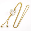 Wholesale Women's Stainless Steel Geometric Necklace Electroplated Style Square Pearl Chain