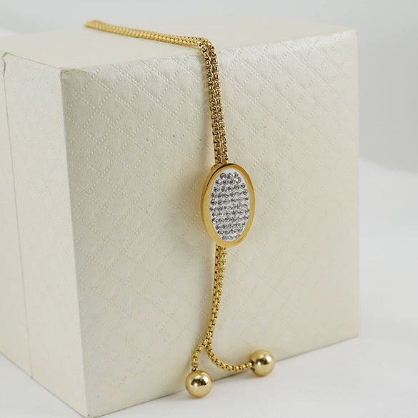 Wholesale Women's Stainless Steel Geometric Necklace Electroplated Style Square Pearl Chain