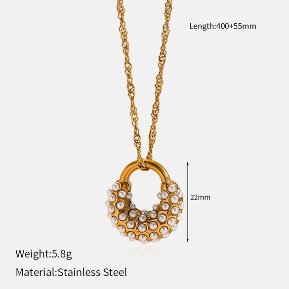 Wholesale Women's Stainless Steel Geometric Ocean Style Electroplated Necklace