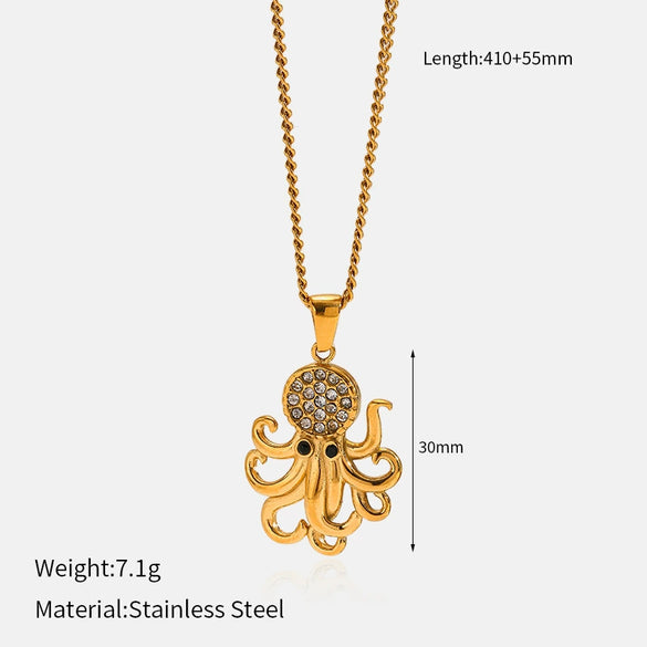 Wholesale Women's Stainless Steel Geometric Ocean Style Electroplated Necklace