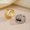 Wholesale Women's Stainless Steel Geometric Oil Dripping Hiphop Opening Adjustable Ring With Electroplating