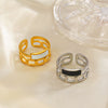 Wholesale Women's Stainless Steel Geometric Oil Dripping Hiphop Opening Adjustable Ring With Electroplating