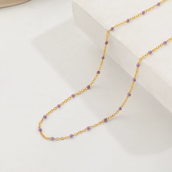 Wholesale Women's Stainless Steel Geometric Oil Dripping Necklace And Bracelet With Electroplating