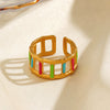Wholesale Women's Stainless Steel Geometric Oil Dripping Ring With Electroplating