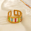 Wholesale Women's Stainless Steel Geometric Oil Dripping Ring With Electroplating