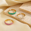 Wholesale Women's Stainless Steel Geometric Oil Drop Hip Hop Ring With Electroplating