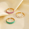 Wholesale Women's Stainless Steel Geometric Oil Drop Hip Hop Ring With Electroplating