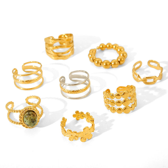 Wholesale Women's Stainless Steel Geometric Open Ring Bracelet With Electroplating