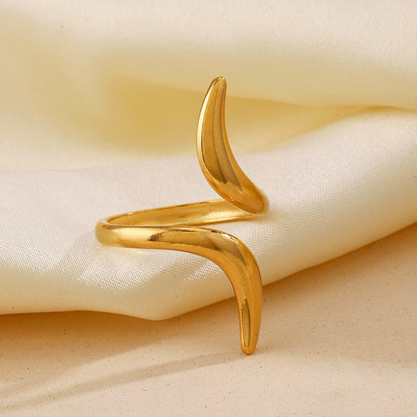 Wholesale Women's Stainless Steel Geometric Open Ring 18K Goldplated