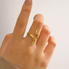 Wholesale Women's Stainless Steel Geometric Open Ring 18K Goldplated