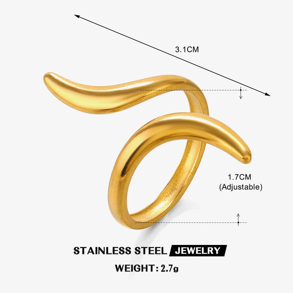 Wholesale Women's Stainless Steel Geometric Open Ring 18K Goldplated