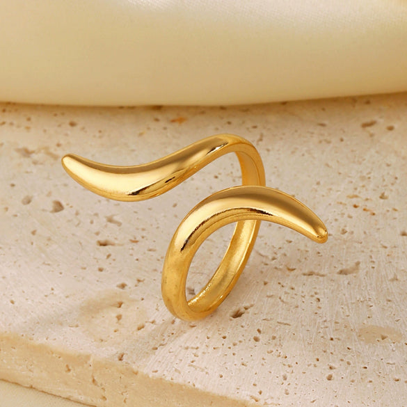 Wholesale Women's Stainless Steel Geometric Open Ring 18K Goldplated