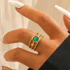 Wholesale Women's Stainless Steel Geometric Open Ring With Electroplating And Dot Oil Design