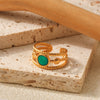 Wholesale Women's Stainless Steel Geometric Open Ring With Electroplating And Dot Oil Design
