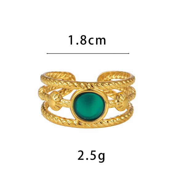 Wholesale Women's Stainless Steel Geometric Open Ring With Electroplating And Dot Oil Design