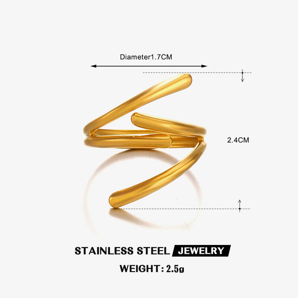 Wholesale Women's Stainless Steel Geometric Open Ring With Electroplating Design