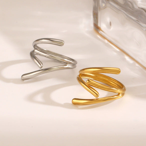 Wholesale Women's Stainless Steel Geometric Open Ring With Electroplating Design