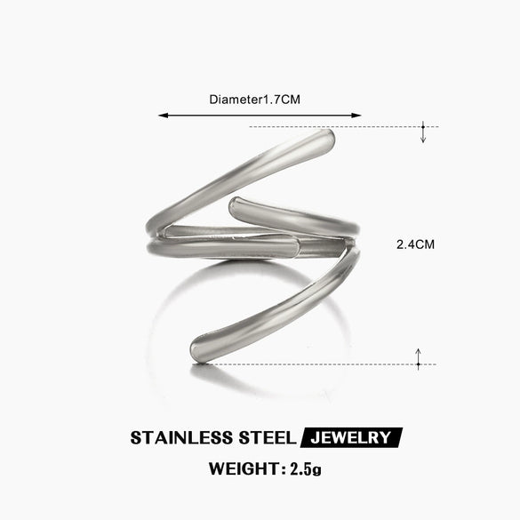 Wholesale Women's Stainless Steel Geometric Open Ring With Electroplating Design