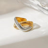 Wholesale Women's Stainless Steel Geometric Open Ring With Gold And Silver Color Matching And Electroplating