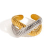 Wholesale Women's Stainless Steel Geometric Open Ring With Gold And Silver Color Matching And Electroplating