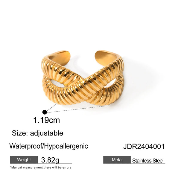 Wholesale Women's Stainless Steel Geometric Open Ring With Gold And Silver Color Matching And Electroplating