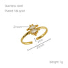 Wholesale Women's Stainless Steel Geometric Open Ring With Inlaid Zircon And Electroplating Treatment