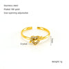 Wholesale Women's Stainless Steel Geometric Open Ring With Inlaid Zircon And Electroplating Treatment