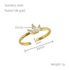 Wholesale Women's Stainless Steel Geometric Open Ring With Inlaid Zircon And Electroplating Treatment