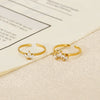 Wholesale Women's Stainless Steel Geometric Open Ring With Inlaid Zircon And Electroplating Treatment