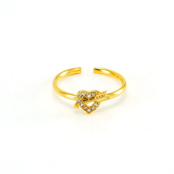 Wholesale Women's Stainless Steel Geometric Open Ring With Inlaid Zircon And Electroplating Treatment
