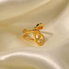 Wholesale Women's Stainless Steel Geometric Open Ring With 18K Gold Electroplating